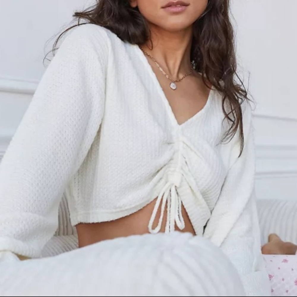 Out From Under Sadie Shirred Top in White/Cream